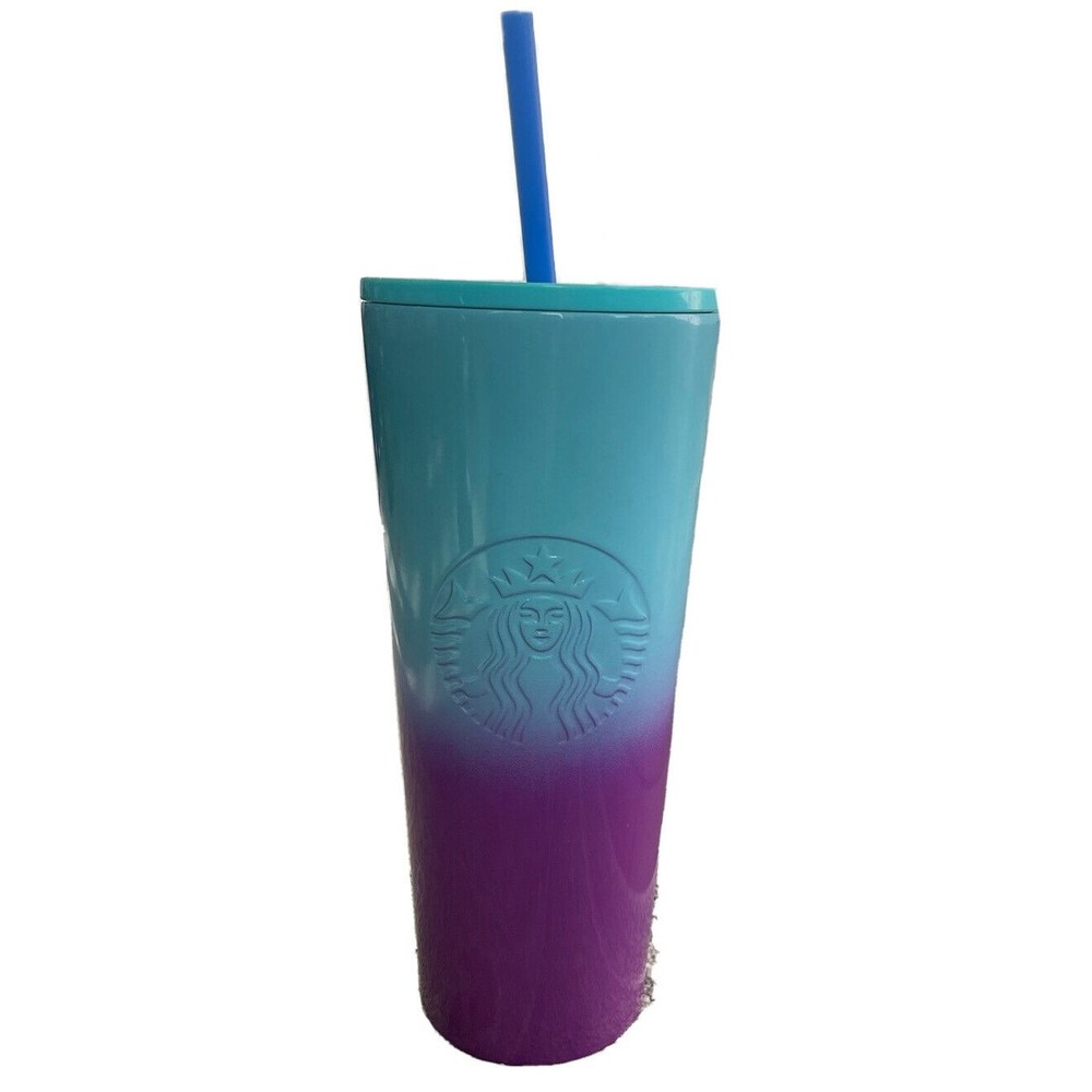 Starbucks HTF! BNWT 2021 Teal Purple Blue Ombre Tumber Stainless Steel - Picture 1 of 5